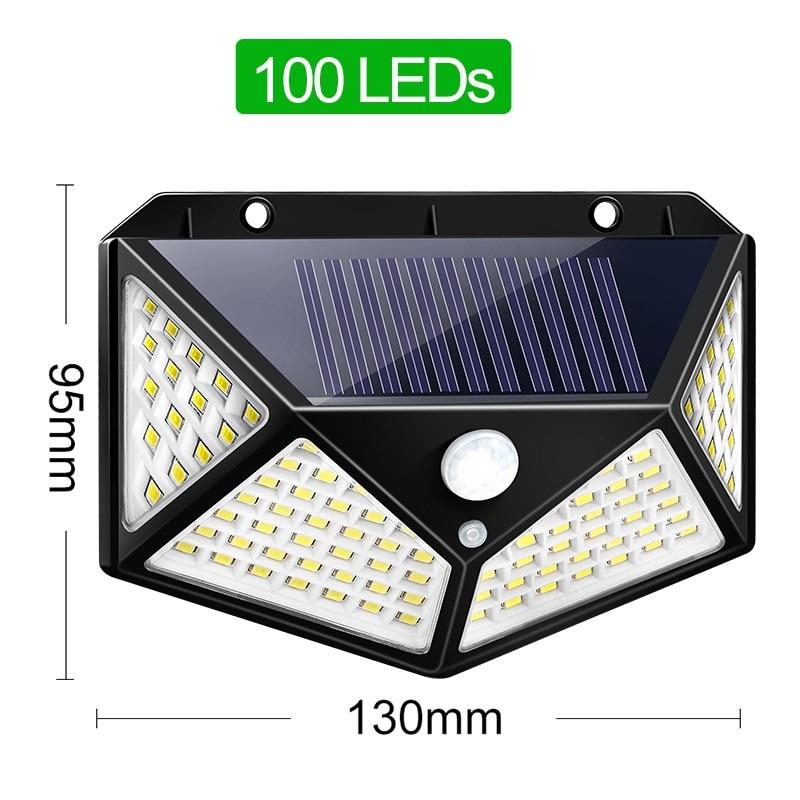 Lampa solara LED cu 4 cadrane 100 leduri senzor de miscare si lumina unghi larg 270 gr