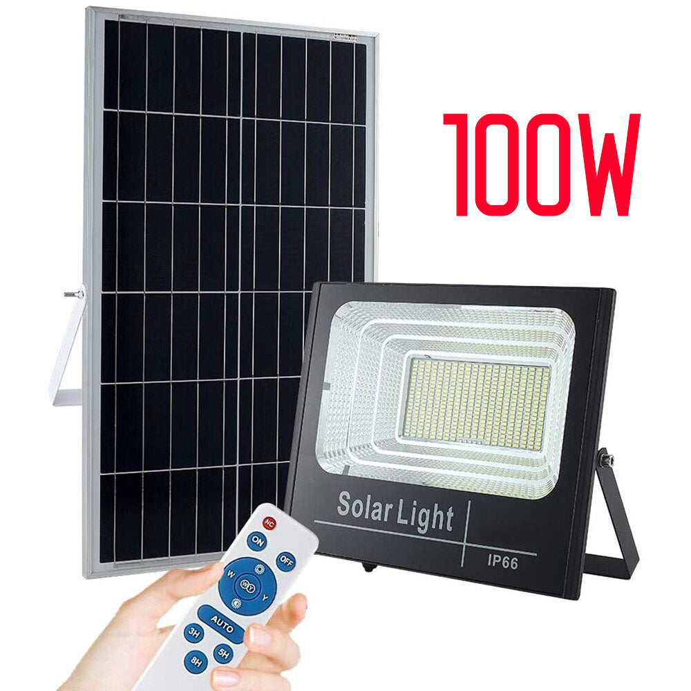 Proiector Solar Jortan 100W, Lampa Incarcare Solara +Panou Solar