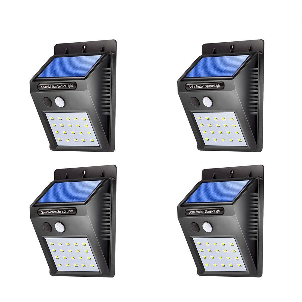 Set 4 Lampi LED cu Incarcare Solara si Senzor de Miscare x30 Led