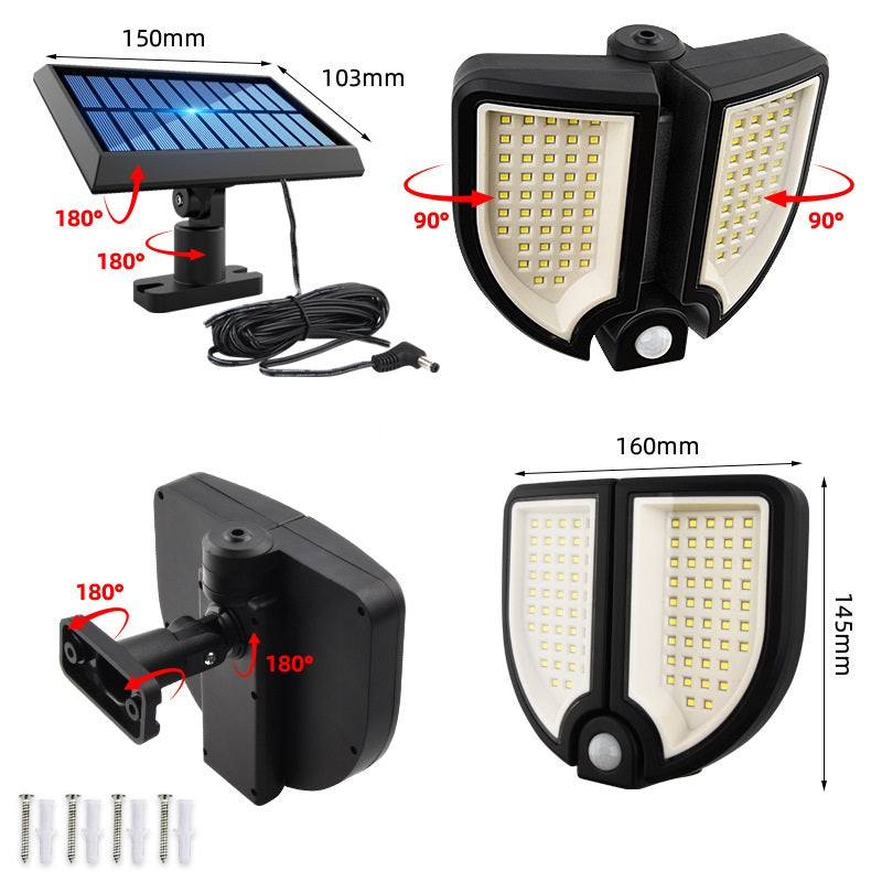 Lampa LED cu Incarcare Solara, Senzor de Miscare 100W 3 Moduri de Iluminare + Telecomanda
