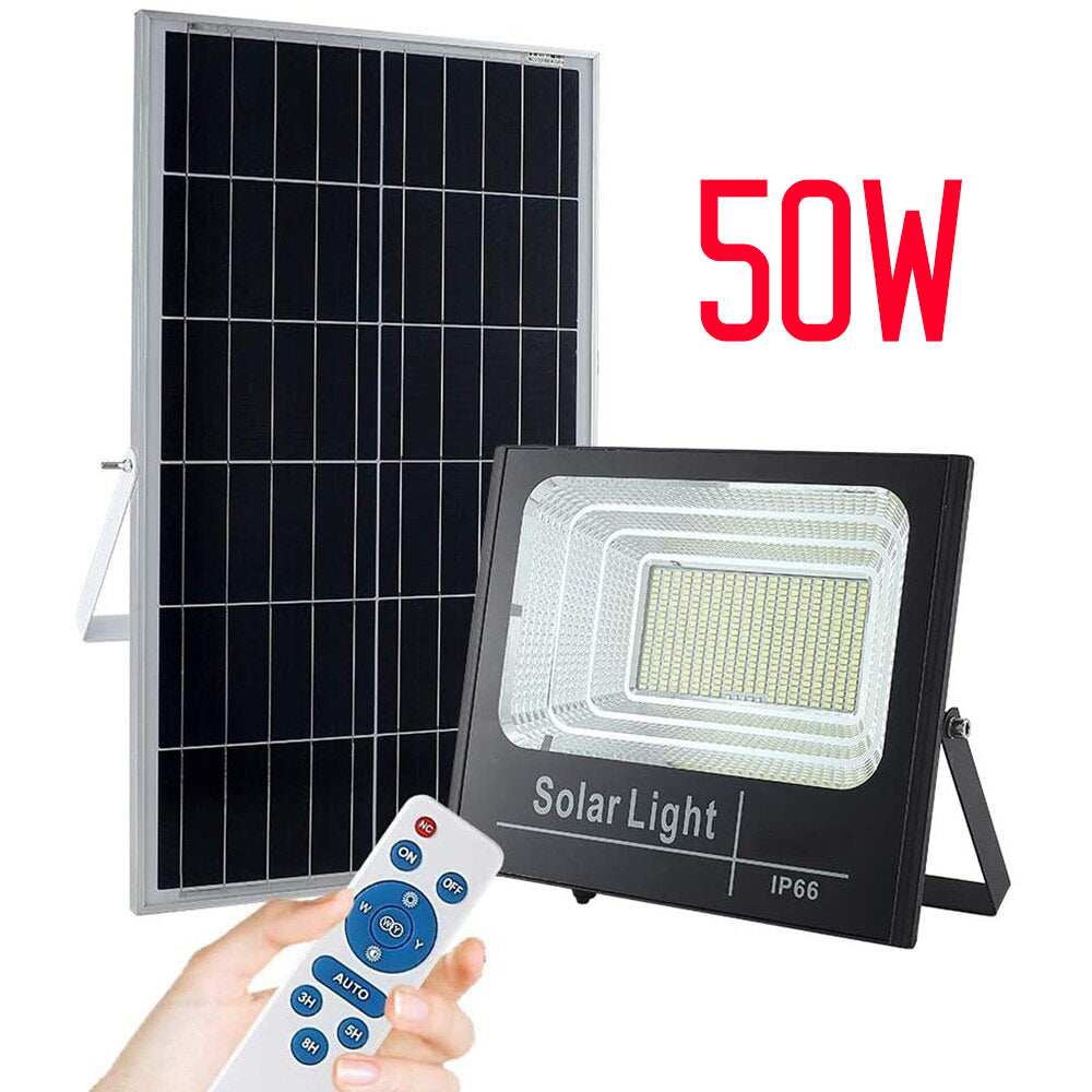 Proiector Solar Jortan 50W, Lampa Incarcare Solara +Panou Solar