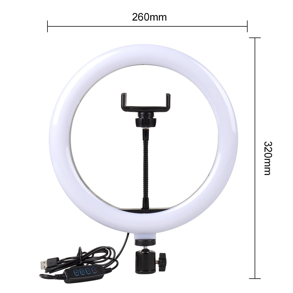 Lampa circulara LED Ring Light Trepied si Suport telefon inclus, pentru Makeup, Vlogging