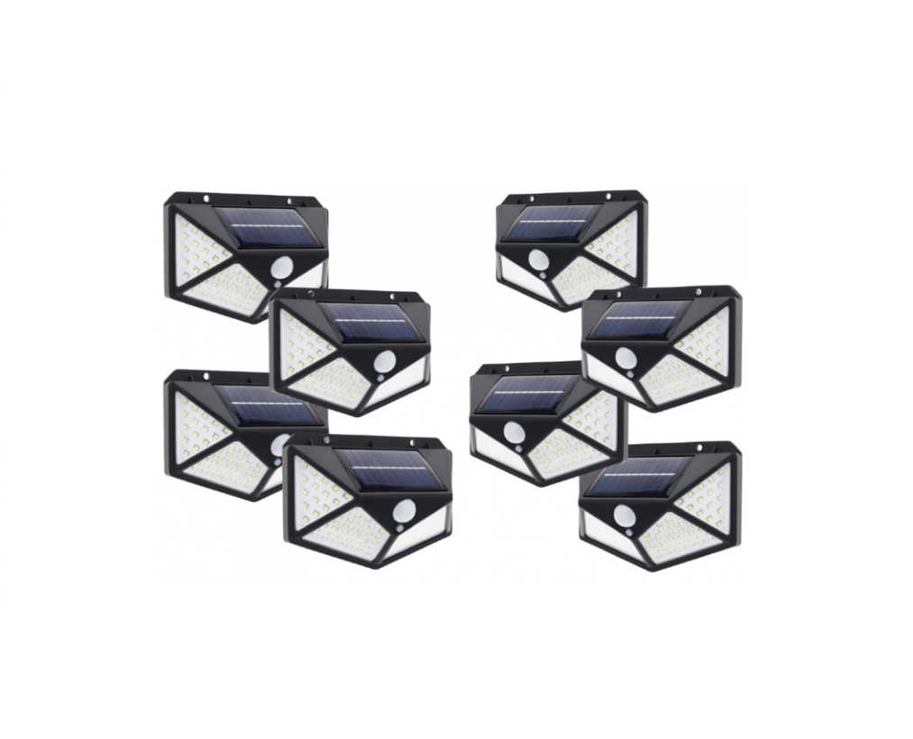 Set 8 Lampi Solare 100 LED, cu Senzor de Miscare pentru Gradina