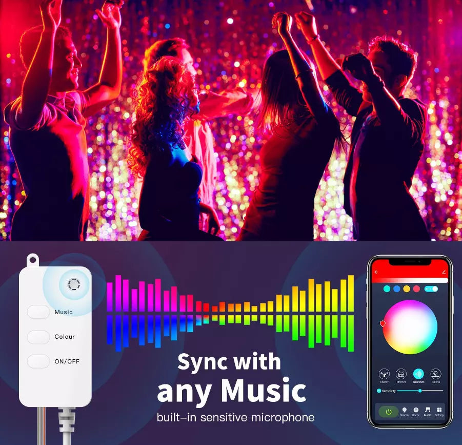 Banda LED 10m RGB Smart WiFi cu Functie Control vocal cu Aplicatie