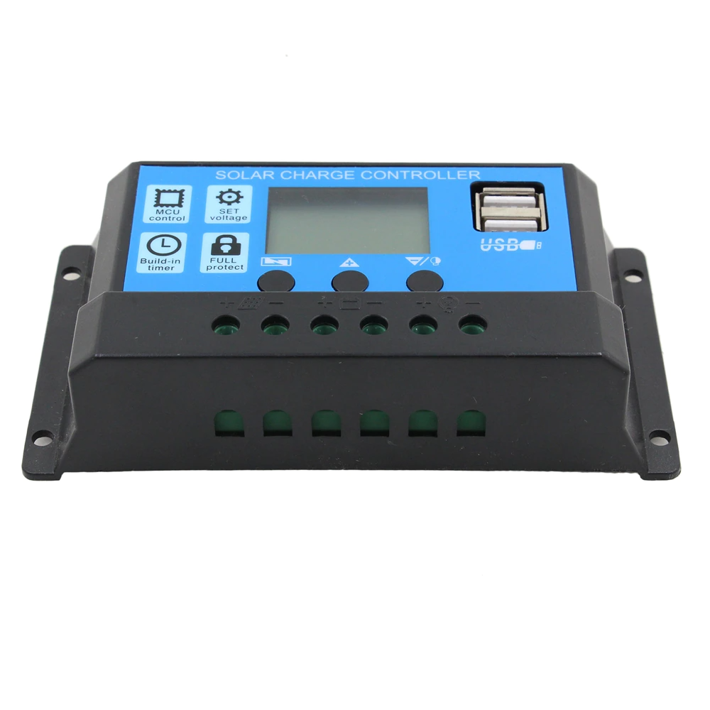 Controler 30A Regulator Solar PWM 12V 24V pentru Panou Fotovoltaic de maxim 720W(24V) cu 2 mufe USB